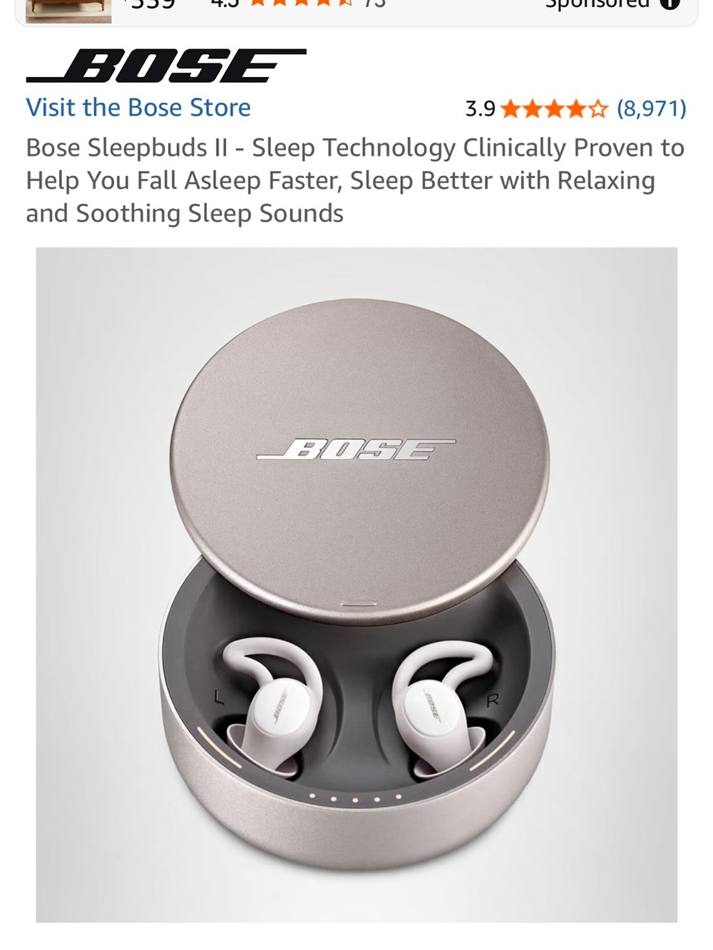 Bose Sleepbuds II True Wireless Earbuds — Grey Case